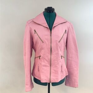 Elegant Pink Leather Jacket for Women